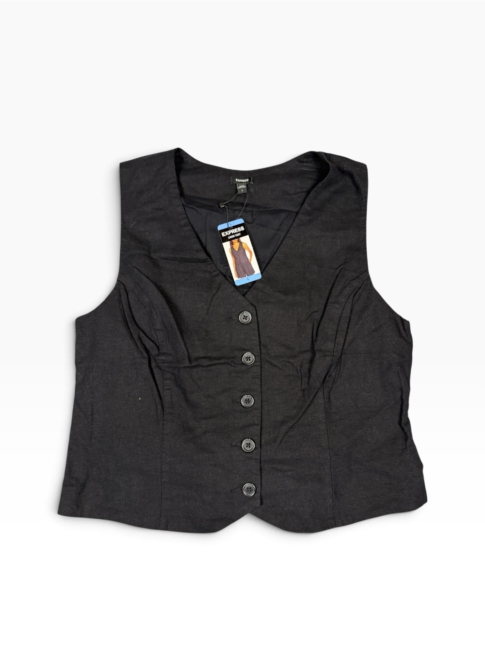 Express Black Button-Up V-Neck Women's Vest